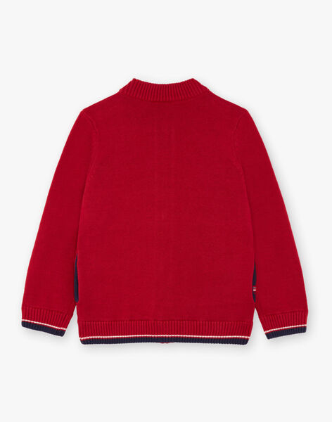 Boy's red knitted cardigan BUXATAGE3 / 21H3PGB1GIL501