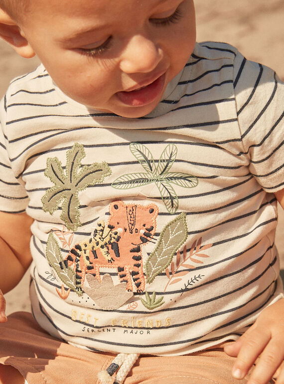 Stripe print t-shirt in light grey FATING / 23E1BGP1TMC007