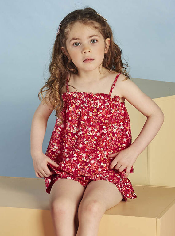 Fuchsia tank top with flower print child girl CAUDEBETTE 1 / 22E2PFT3DEB304