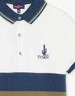 Navy, grey and khaki striped polo shirt FLAPOLAGE / 23E3PGO1POL001