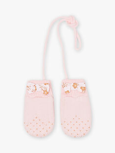 Baby girl pink knitted mittens with bow BIPROMESSE / 21H4BFD1GAN321