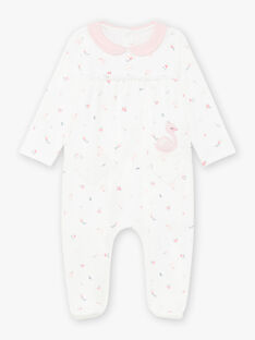 Baby girl's ecru romper with Claudine collar and fancy print BEJASMINE / 21H5BF72GRE001