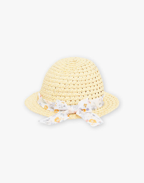 Baby girl straw hat with floral print veil CYANNA / 22E4BF11CHA104
