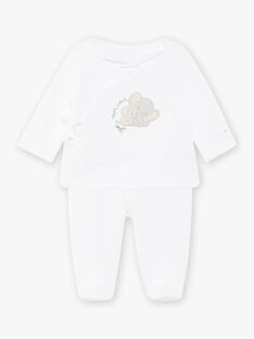 White velvet pajamas with elephant print mixed birth COLOTTE / 22E0NMC1ENS000