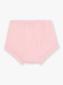 Baby girl pink poplin dress with shell embroidery and bloomer CASOLEIL / 22E1BFN1ROBD315