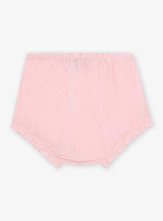 Baby girl pink poplin dress with shell embroidery and bloomer CASOLEIL / 22E1BFN1ROBD315
