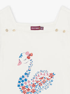Child girl ecru swan T-shirt CIGNETTE / 22E2PF81TMC001