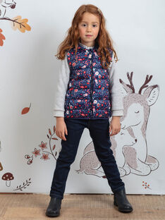 Child girl's midnight blue floral print down jacket and rabbit backpack BROBOUDETTE1 / 21H2PFG5DTV216