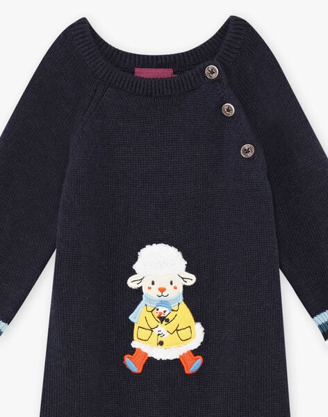 Baby boy's night blue knitted jumpsuit with fantasy sheep pattern BANEWMAN / 21H1BGL1CBLC205