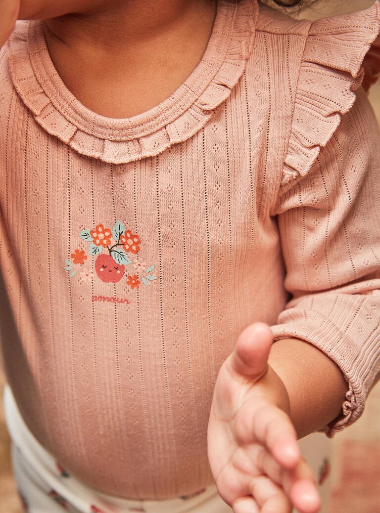Pink bodysuit with long ribbed sleeves Pink bodysuit with long ribbed sleeves GAALIZEE / 23H1BF71BOD307