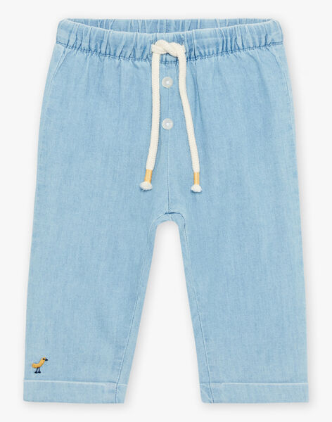 Sky blue light denim pants with bird embroidery FAANDY / 23E1BG82PANP272