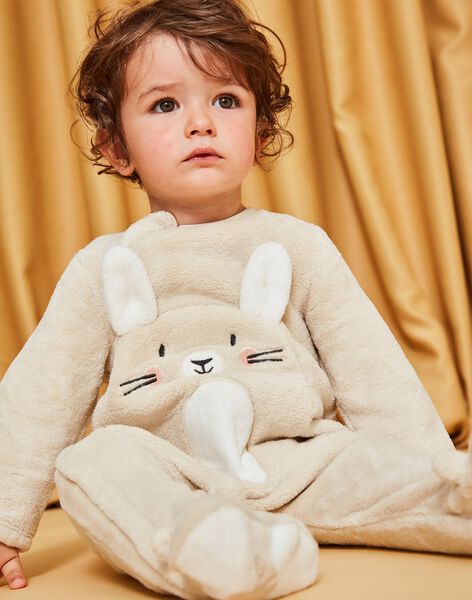 Rabbit beige synthetic fur sleep suit DECLEMENT / 22H5BGW1SPY811