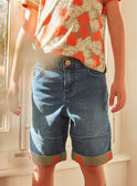 Palm leaf-patterned denim Bermuda shorts KLEDENAGE / 24E3PGO2BERP269