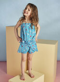 Child girl turquoise shorts with flower print CAUSHOETTE 2 / 22E2PFT4SHO202