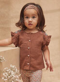 Chocolate brown flowing blouse with embroidery KAIMI / 24E1BFC1CHE815