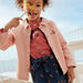 Child girl jacket in powder pink twill with cat and fantasy motifs