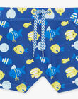 Blue and yellow fish print swim trunks FIQUENTIN / 23E4BGL1MAI070