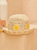 Straw bucket hat with flower motifs KALOLA / 24E4BFD1CHA009