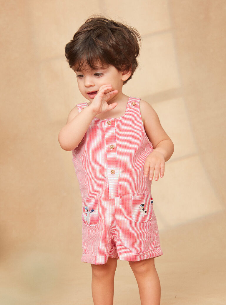 Short striped dungarees:  Short striped dungarees:  KAOLIVE / 24E1BGN1SAC050
