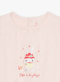 Short pink romper with bunny print at the beach CEGLACE / 22E5BF54GRE311