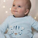 Baby boy light blue velvet romper with tiger design