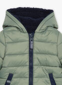 Reversible sage green and navy blue hooded down jacket GICHARLES / 23H1BG51D3EG610