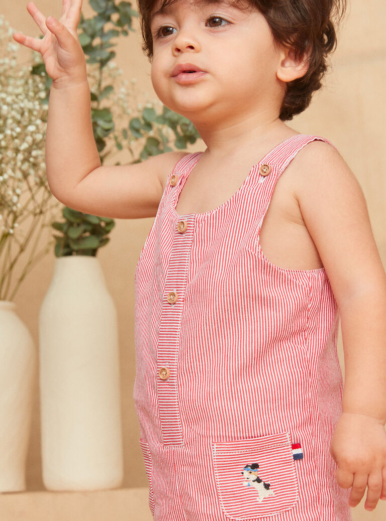 Short striped dungarees:  Short striped dungarees:  KAOLIVE / 24E1BGN1SAC050