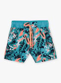 Turquoise swim shorts with floral print KLUMAGE / 24E4PGG1MAI202
