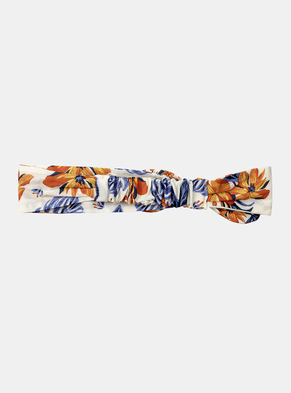 White headband with multicoloured flowers and fish print KAZELIE / 24E4BFS1BAN001