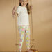 Child girl's ecru floral print legging