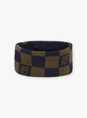Khaki and navy blue knitted snood GYSQUAGE / 23H4PG53SNOC205