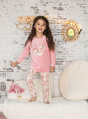 Baby girl's long sleeved pink velvet pajamas with flowery print BEBETTE / 21H5PF62PYJ312