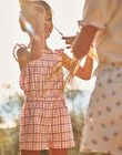 Pink smocked jumpsuit with check print FLEROZETTE / 23E2PFS2CBC001