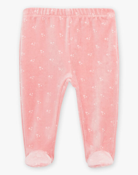 Velvet pajamas with ecru and pink rabbit pattern DEBORAH / 22H5BF21PYJ001