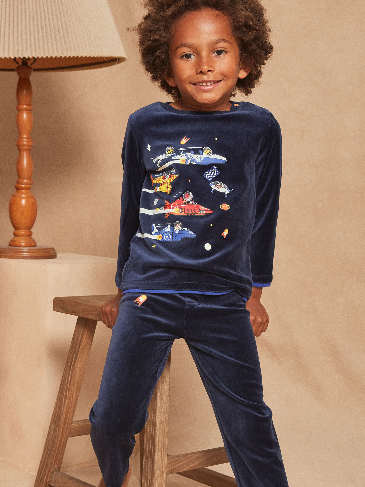Navy blue velvet pyjamas