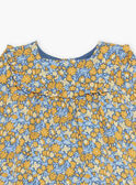 Navy blue floral print ruffle dress FABETTY / 23E1BF81ROB070