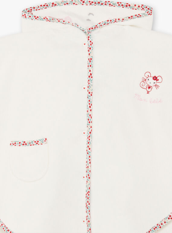 Baby girl's ecru and pink hooded bath cape BEBRUNE / 21H5BF61CDB001