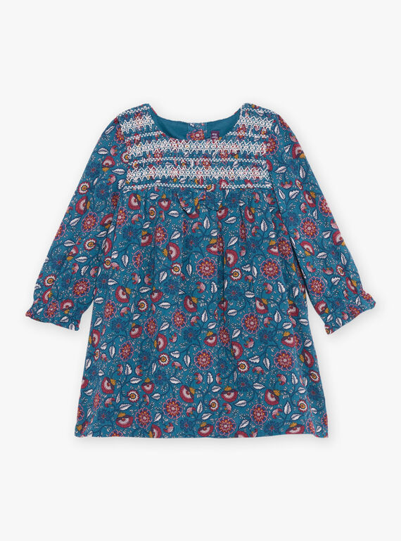 Blue duck dress with floral print DAMAURINE / 22H1BFU1ROB714