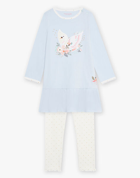 Blue jersey swan robe and polka dot legging child girl CHOUBETTE / 22E5PF42CHNC206