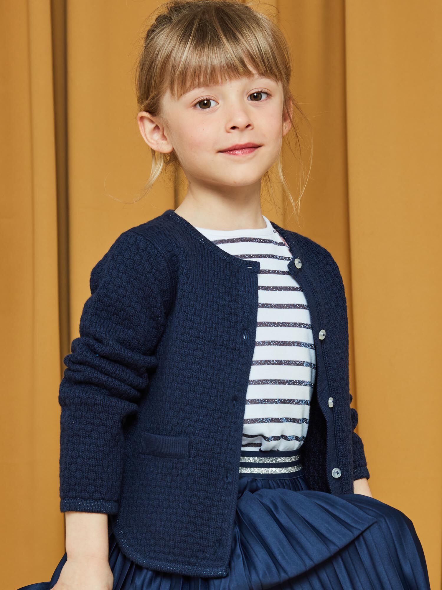 Gilet fille bleu hot sale marine