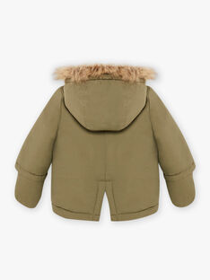 Baby boy's khaki hooded parka with integrated mittens BIRAPHAEL / 21H1BGE1PAR628