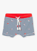 Navy blue swim shorts with stripe print KISORENT / 24E4BGG2MAI070