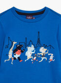 Bright blue animal race T-shirt in Paris GORUNAGE / 23H3PGD3TML701