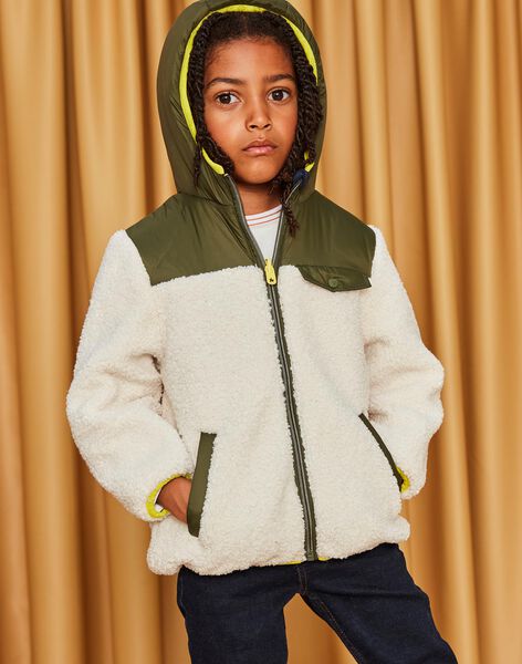 Reversible khaki hooded jacket DIVESTAGE / 22H3PGV3GIP604