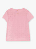 Child girl pink embroidered T-shirt with fancy flower lettering CETIETTE / 22E2PFB1TMC305