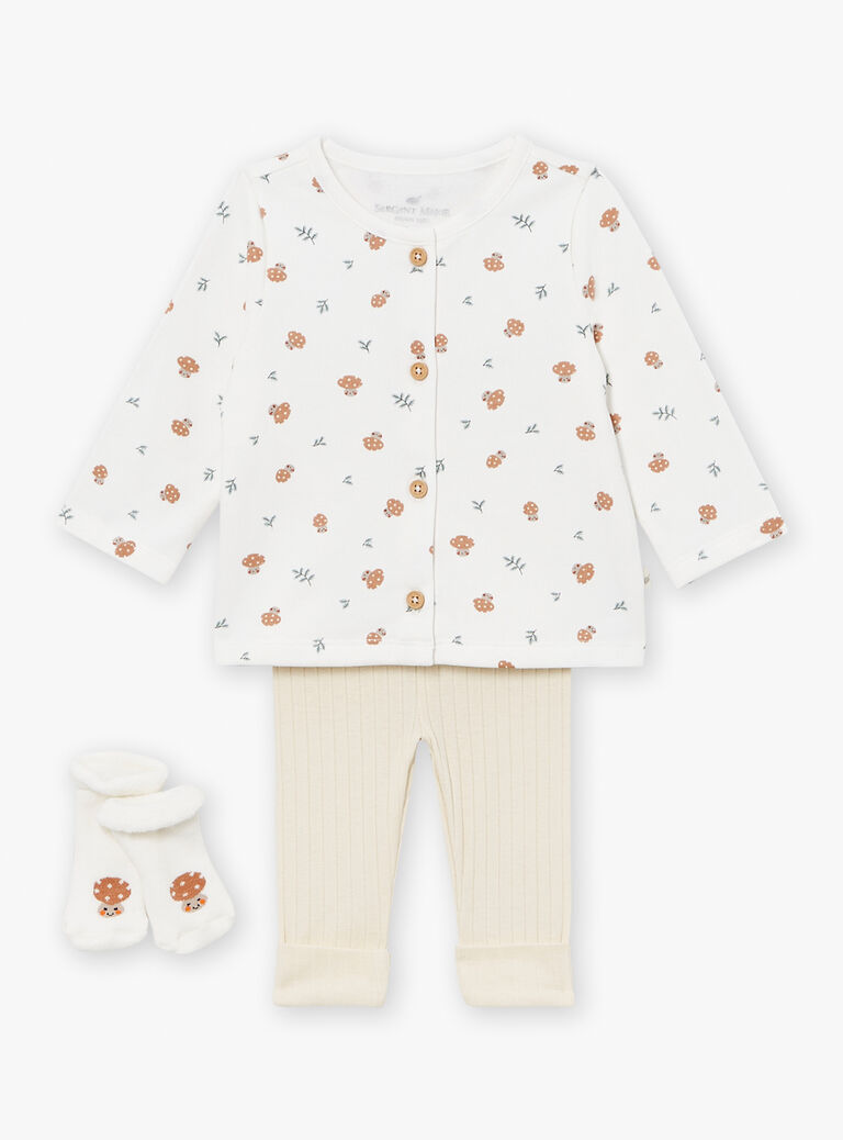 Vest, pants and socks set in ecru and greige LOICE / 24H0CM12ENS001