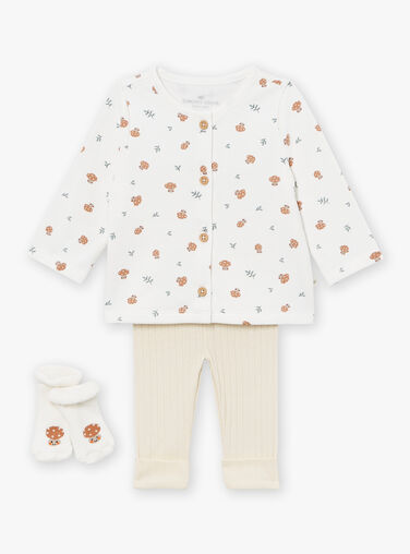 Vest, pants and socks set in ecru and greige LOICE / 24H0CM12ENS001