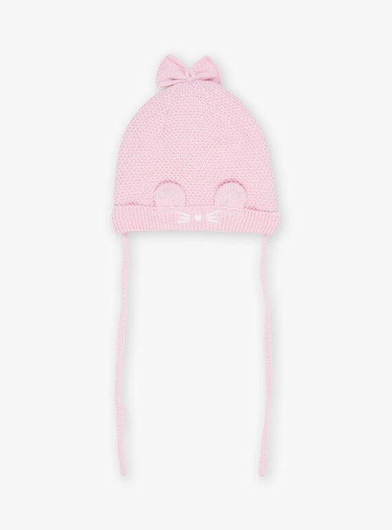 Pink knitted hat with 3D animation ears FIMADDY / 23E4BF52BON030