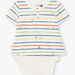 Baby boy's ecru and blue striped bodysuit