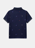 Navy blue polo shirt with a dinosaur print  KIPOLOAGE / 24E3PGC1POLC214